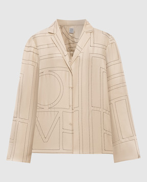 Toteme Beige silk blouse with embroidered monogram logo 213755707