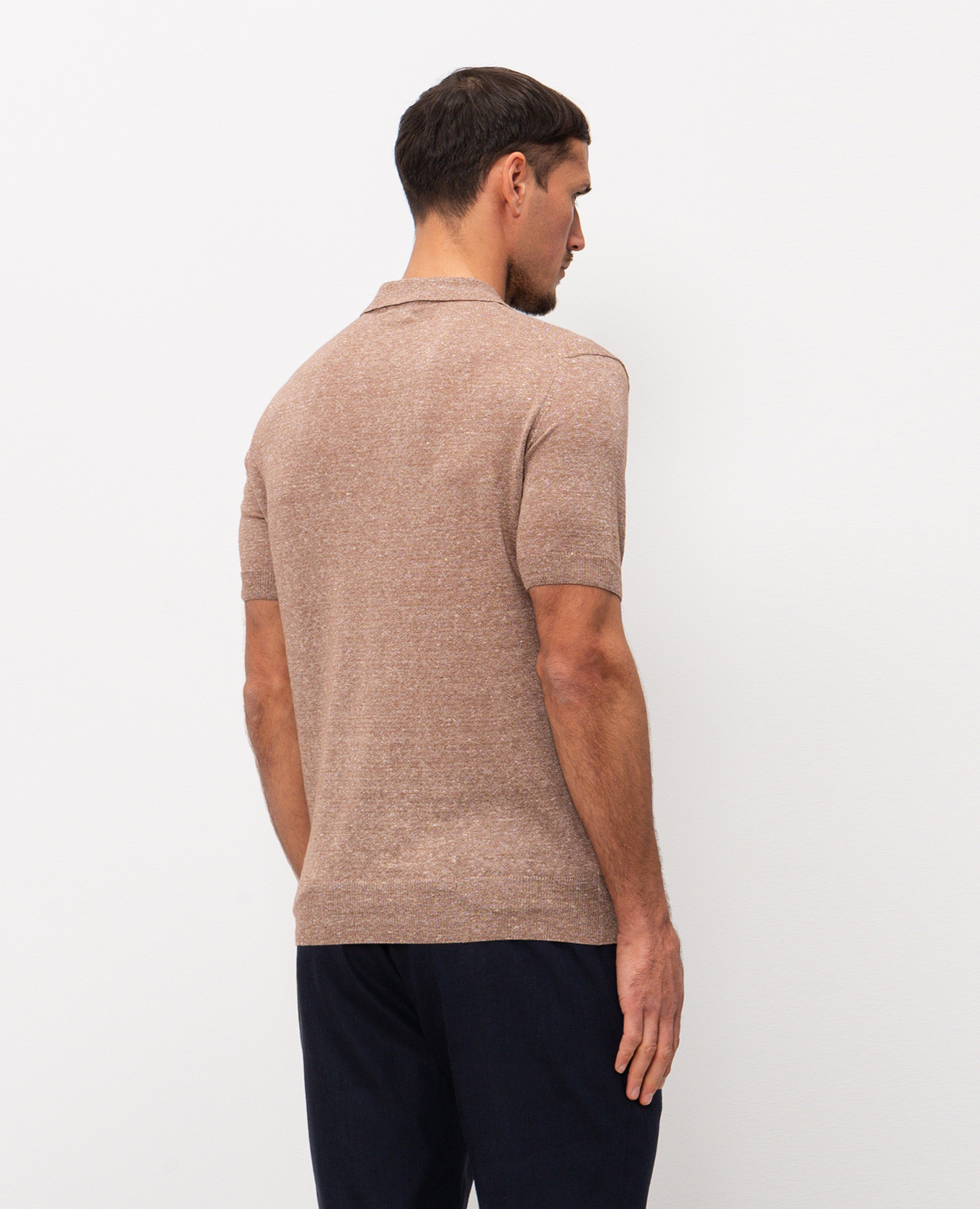 Brown polo with linen Cashmere&Whiskey 4