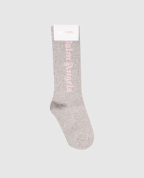 Palm Angels Children's gray socks with logo PGRA005C99KNI005