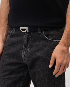 Stefano Ricci Blue suede belt with logo N381SDC554P