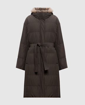 Brunello Cucinelli Gray down jacket with fur MH5259618