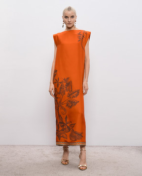 Alemais Orange Monkey Dance silk dress 6883D