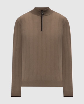Stefano Ricci Brown wool jumper with contrast trim K303024L01F26346