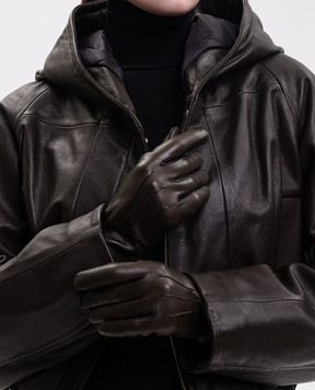 Sermoneta Gloves Brown leather gloves B27TOUCH