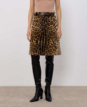 Max Mara FALANGE velvet skirt in leopard print with belt MSTFALANGE