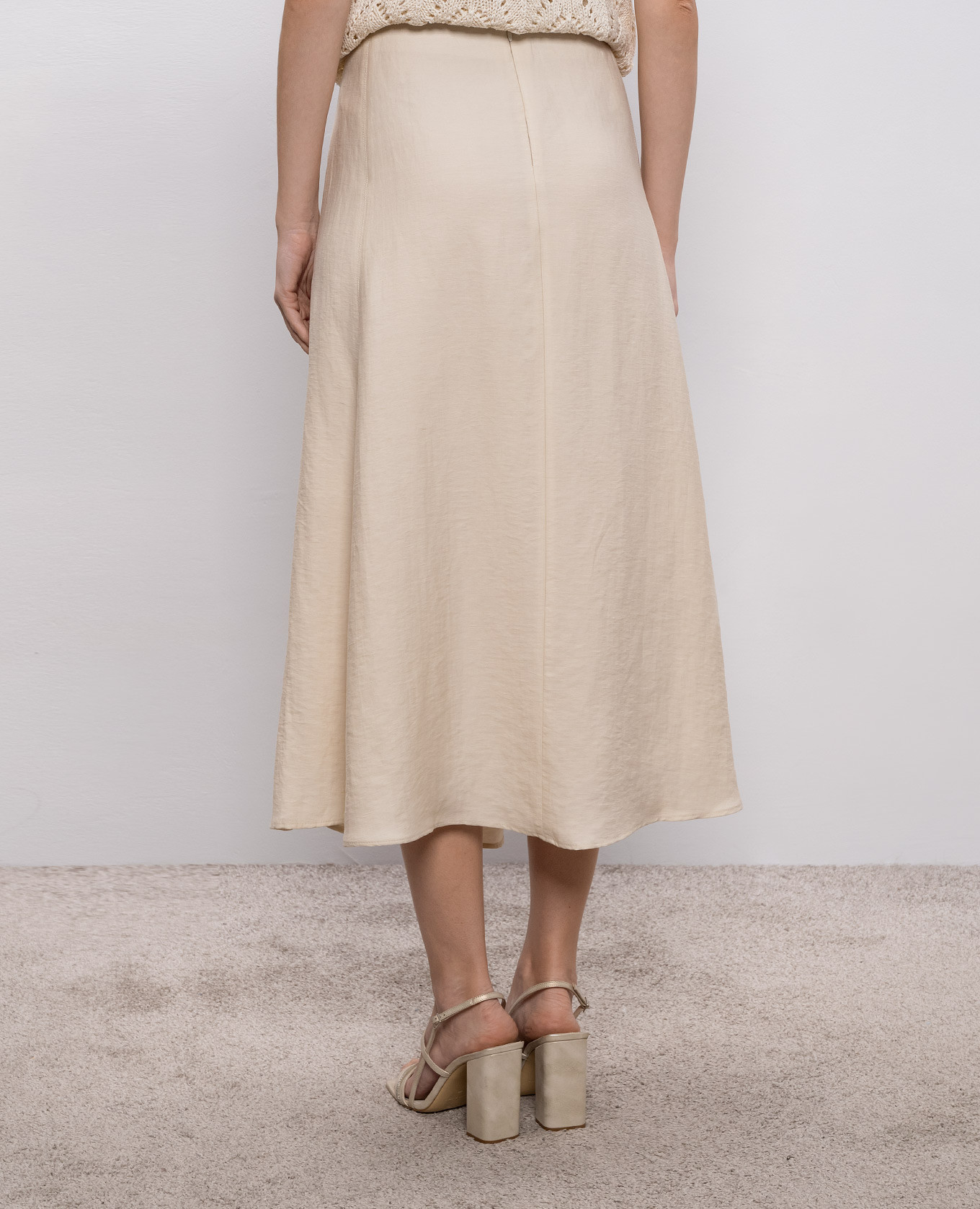 Beige midi skirt with linen Peserico 4