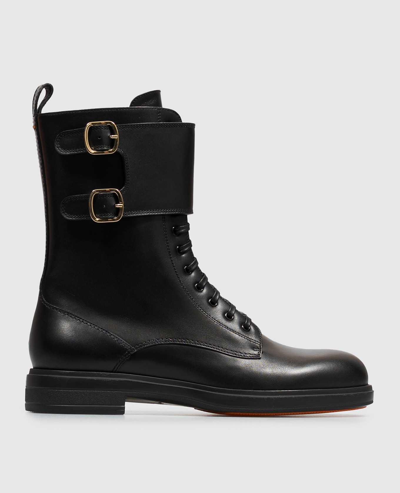 Black leather boots with straps Santoni