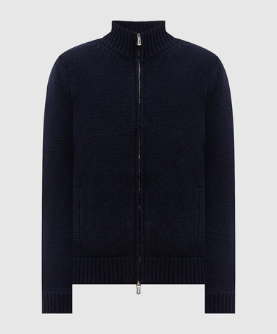 Blue wool and cashmere cardigan