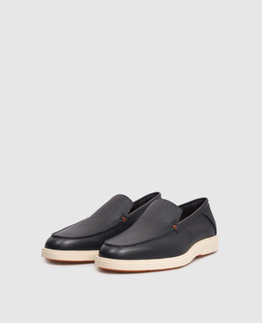 Santoni Blue leather loafers with logo MGDT17824TICSWLM