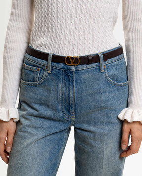 Valentino VLogo Signature Brown Leather Belt 8W2T0SM7IYR