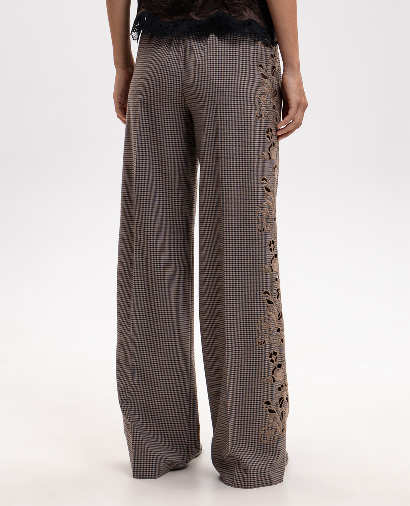 Brown wool trousers with embroidery Twinset 4