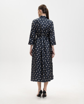 Max Mara LEVA blue polka dot silk dress SMMLEVA