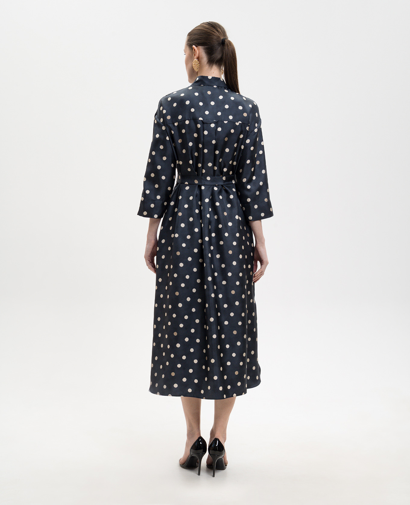 

LEVA blue polka dot silk dress Max Mara