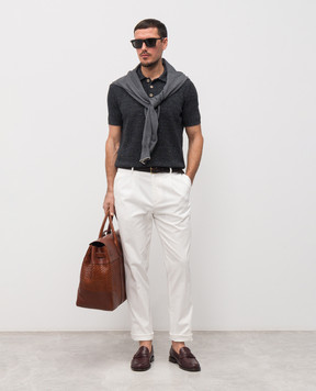 Brunello Cucinelli Gray polo with linen M2L707715