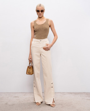 Twinset Brown linen top with lurex 261TT3212