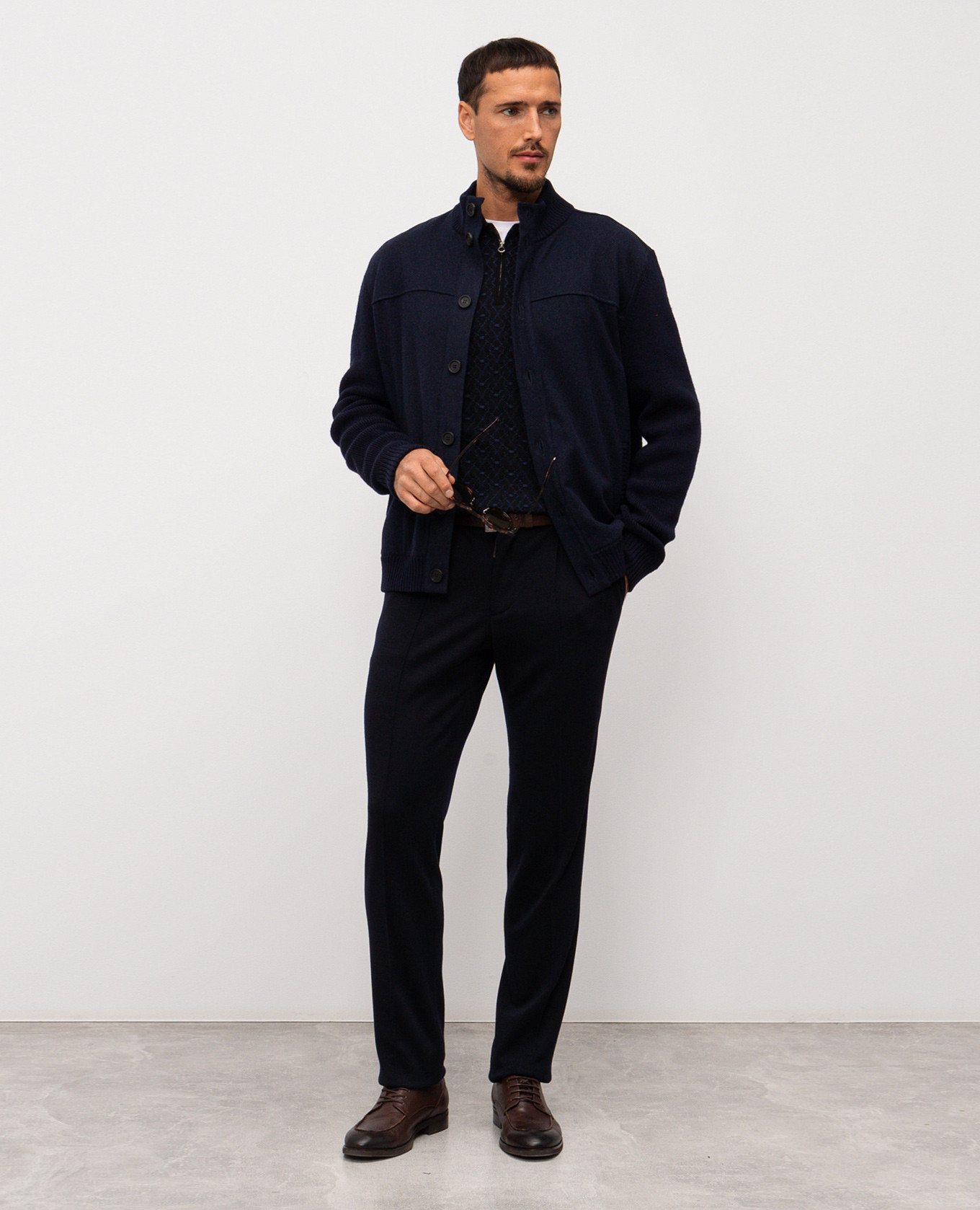 

Black wool and silk patterned polo shirt Stefano Ricci