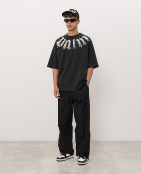 Palm Angels Black T-shirt with contrast logo print PAMAA003JR001m