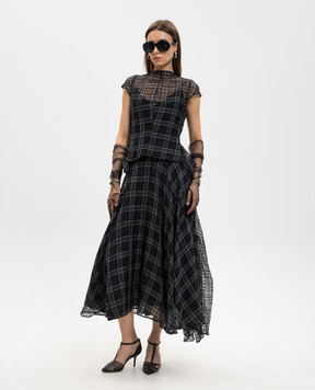 Marc Le Bihan Black skirt with checked silk 2567