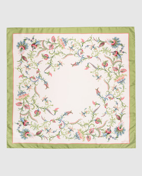 Etro Beige silk scarf with floral print WAXA0006AKE19