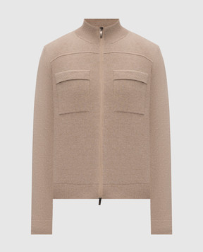 Peserico Beige wool and cashmere cardigan R59598F1209470