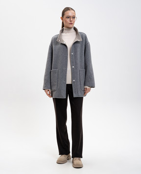 MooRER Beige reversible wool and cashmere patterned jacket NATISHADGA