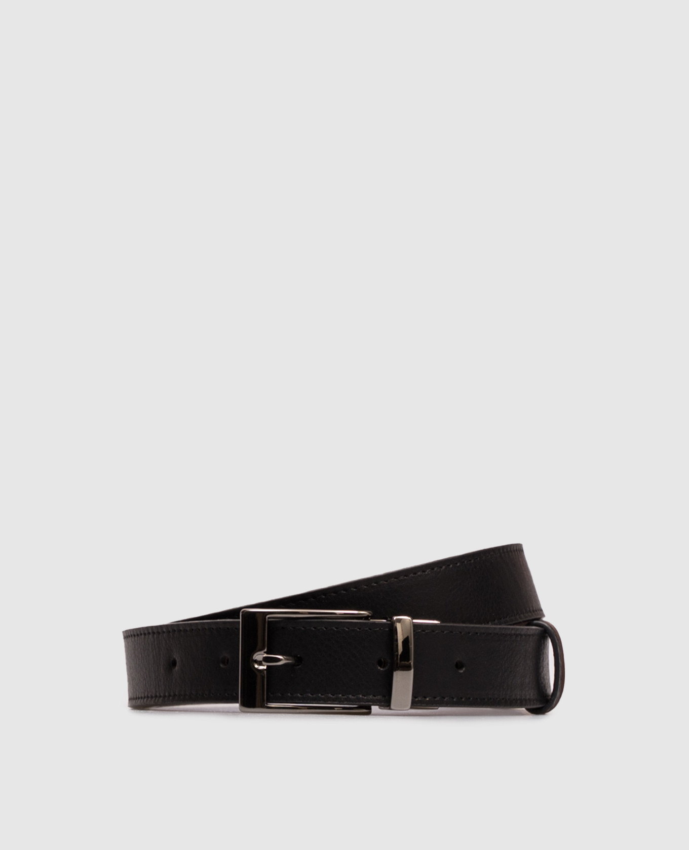 Leather reversible belt with logo embossing