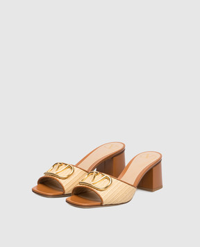 Valentino Brown combination mules with emblem 8W2S0HA6THQ