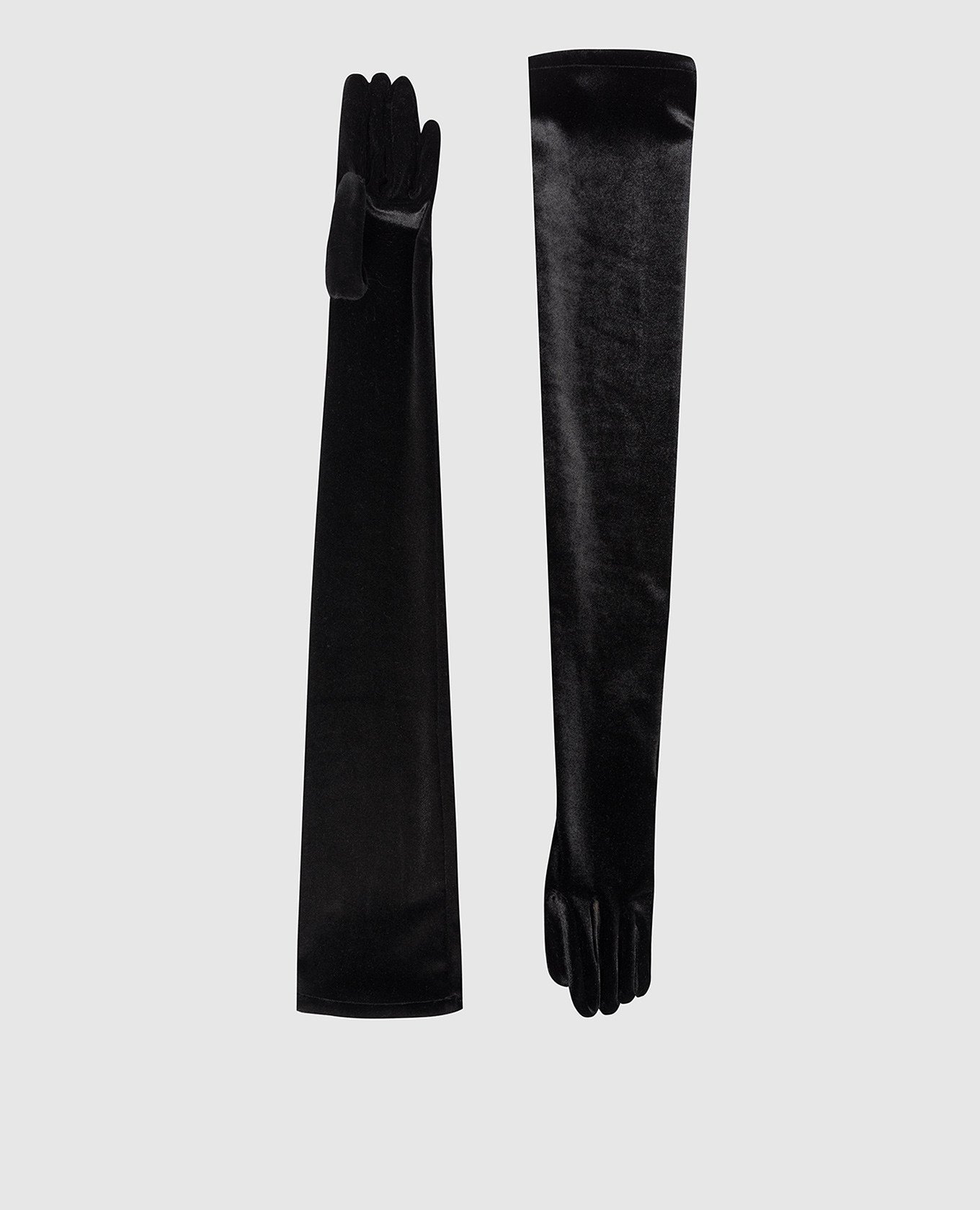 

Black velvet long silk gloves Richard Quinn