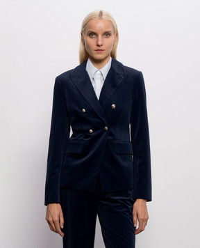 Twinset Blue velour double-breasted jacket 262AP2270