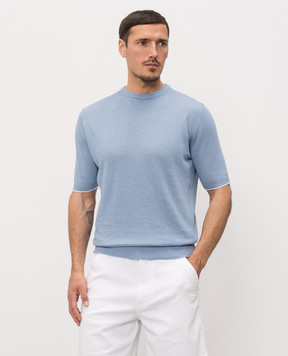 Morgano Blue linen t-shirt 733146901