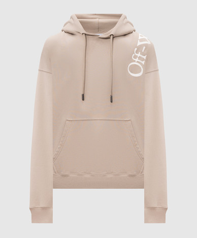 Beige hoodie with logo print