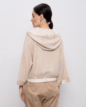 Peserico Beige sports jacket with sequins and glitter A2105403702