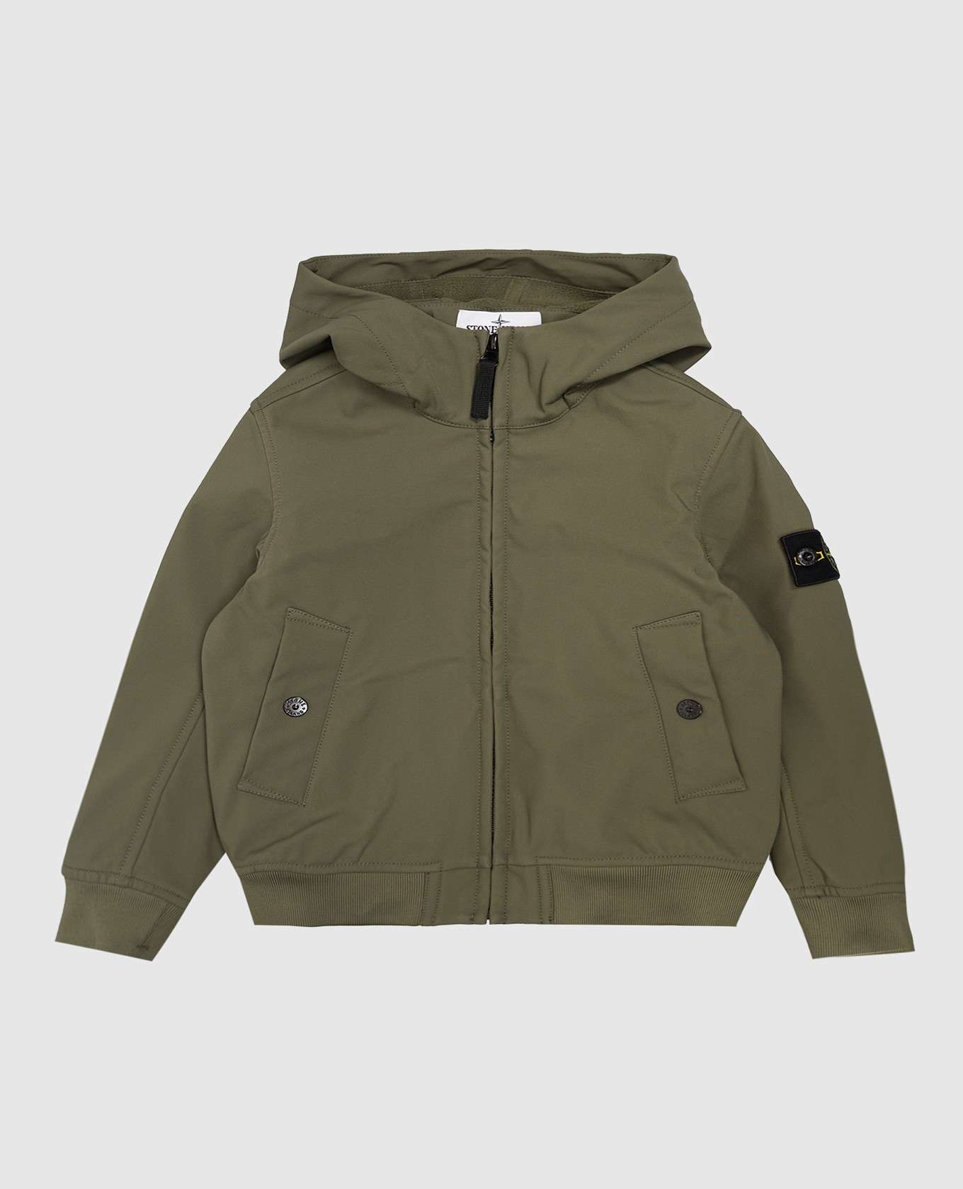 Children's green jacket with patch