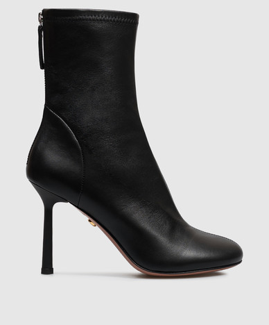 Black leather ankle boots