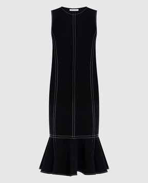 Ami Paris Black midi dress with ruffle FDR644JE0222