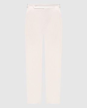 Brunello Cucinelli Beige corduroy pants with stripes ML462PS04