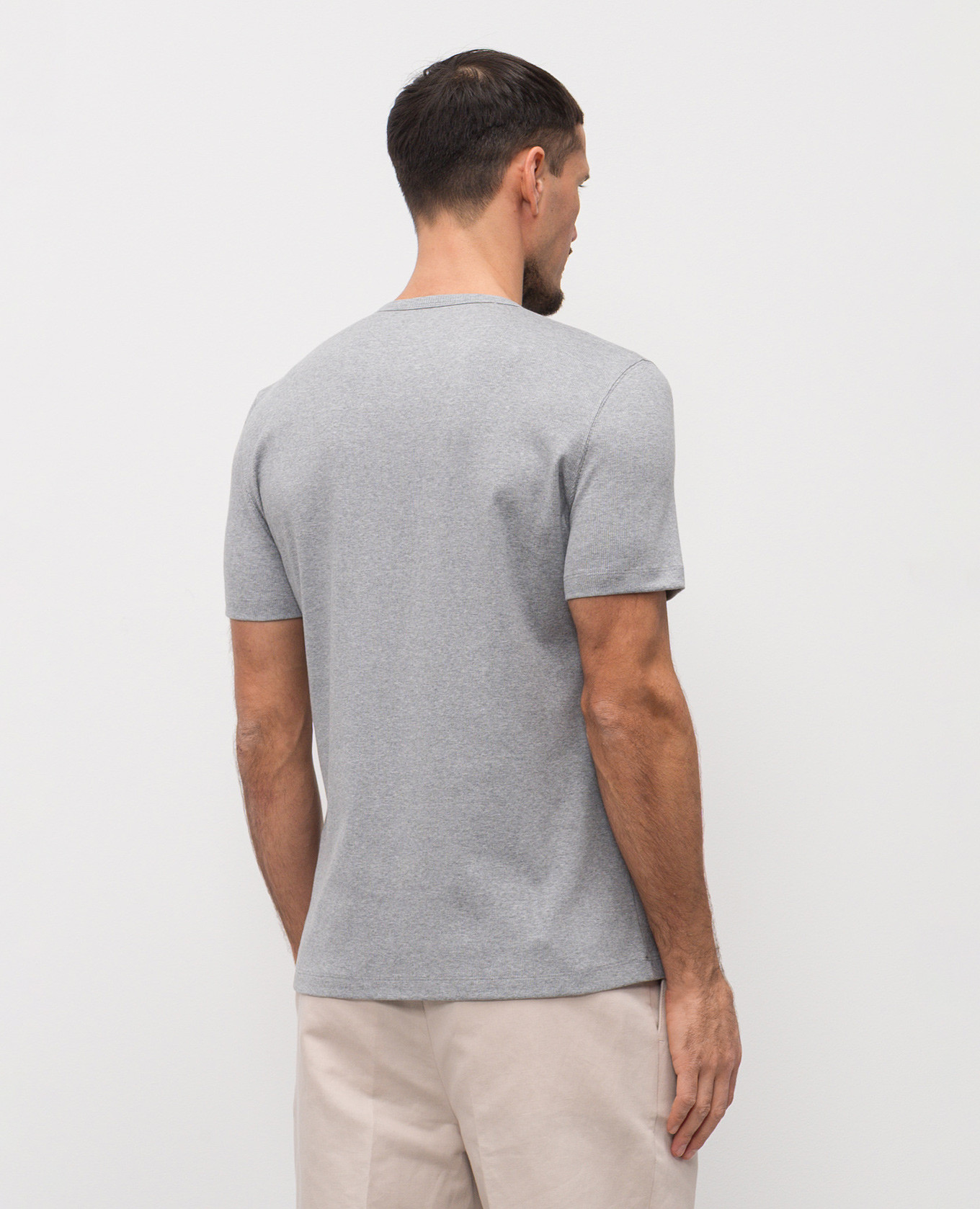 Grey ribbed T-shirt Brunello Cucinelli 4