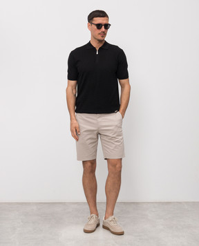 Enrico Mandelli Black silk polo with geometric pattern 3K034A5645