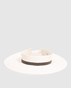 Brunello Cucinelli Ivory peaked hat with monil chain MCAP99002P