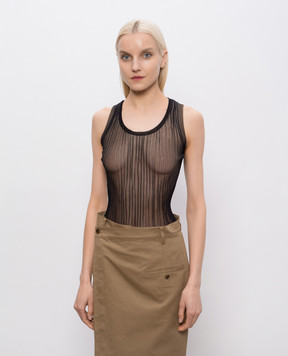 UMA WANG Black ribbed tank top UK7110