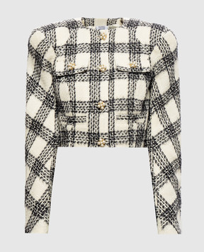 Vetements Ivory checked cropped jacket WH27JA025WC