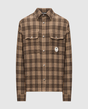 Palm Angels Brown checkered shirt PMES024S26FAB002