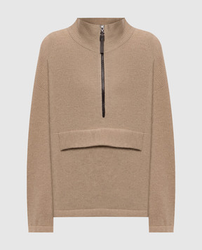 Brunello Cucinelli Beige cashmere sweater with zipper M12250004P