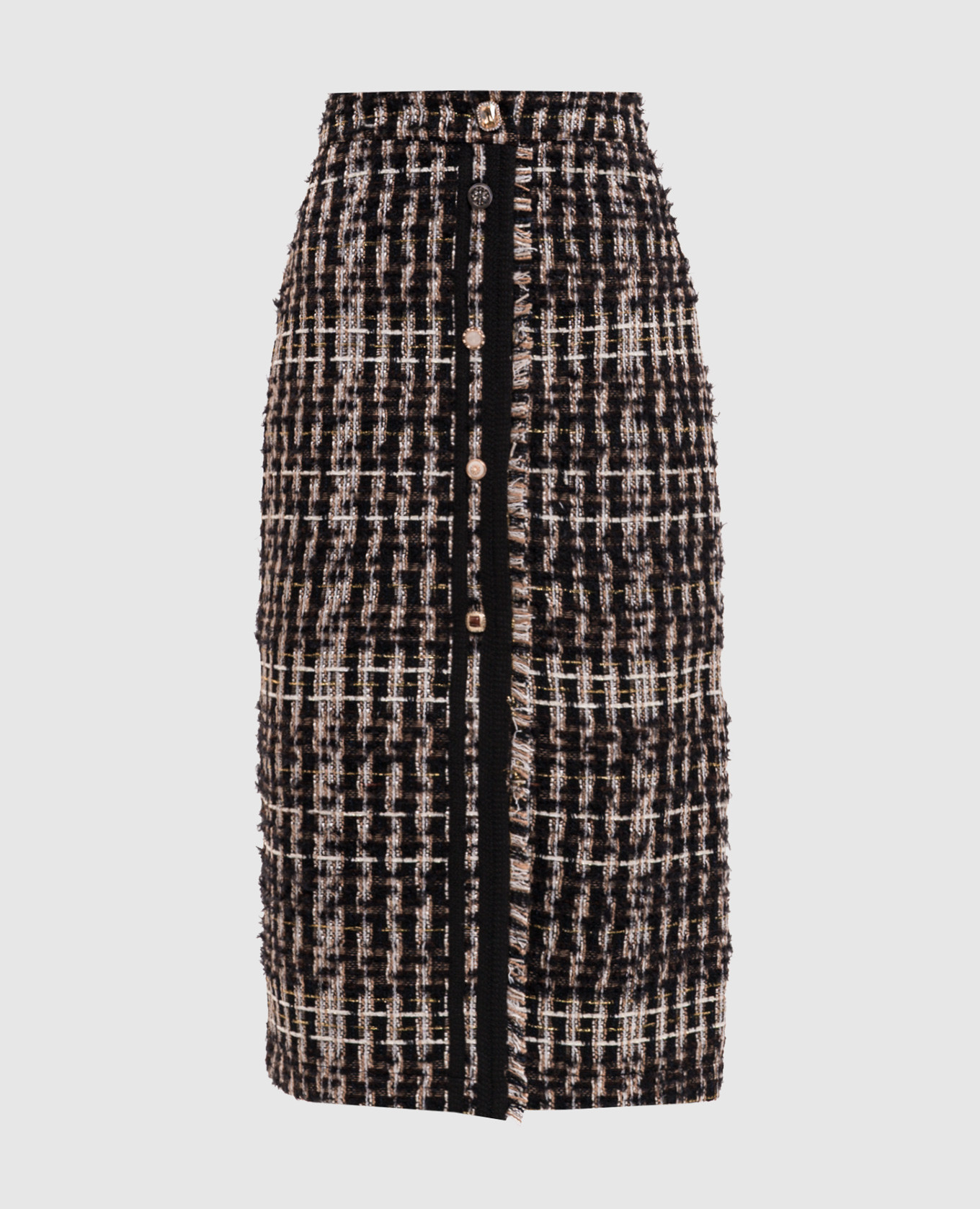 Black tweed midi skirt