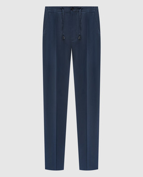 Enrico Mandelli Blue wool trousers with logo GYM02B4531