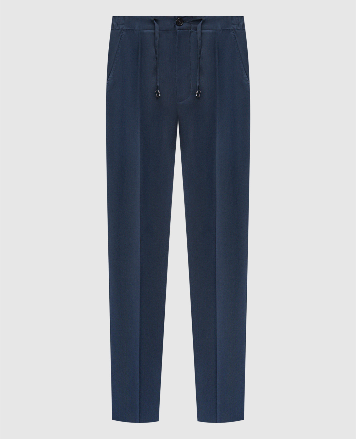 Blue wool trousers with logo