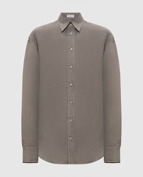 Brunello Cucinelli Gray linen shirt MA698MQ906