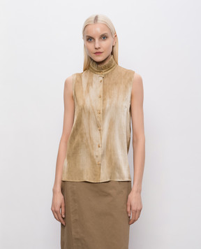 UMA WANG Brown sleeveless silk blouse UW1049