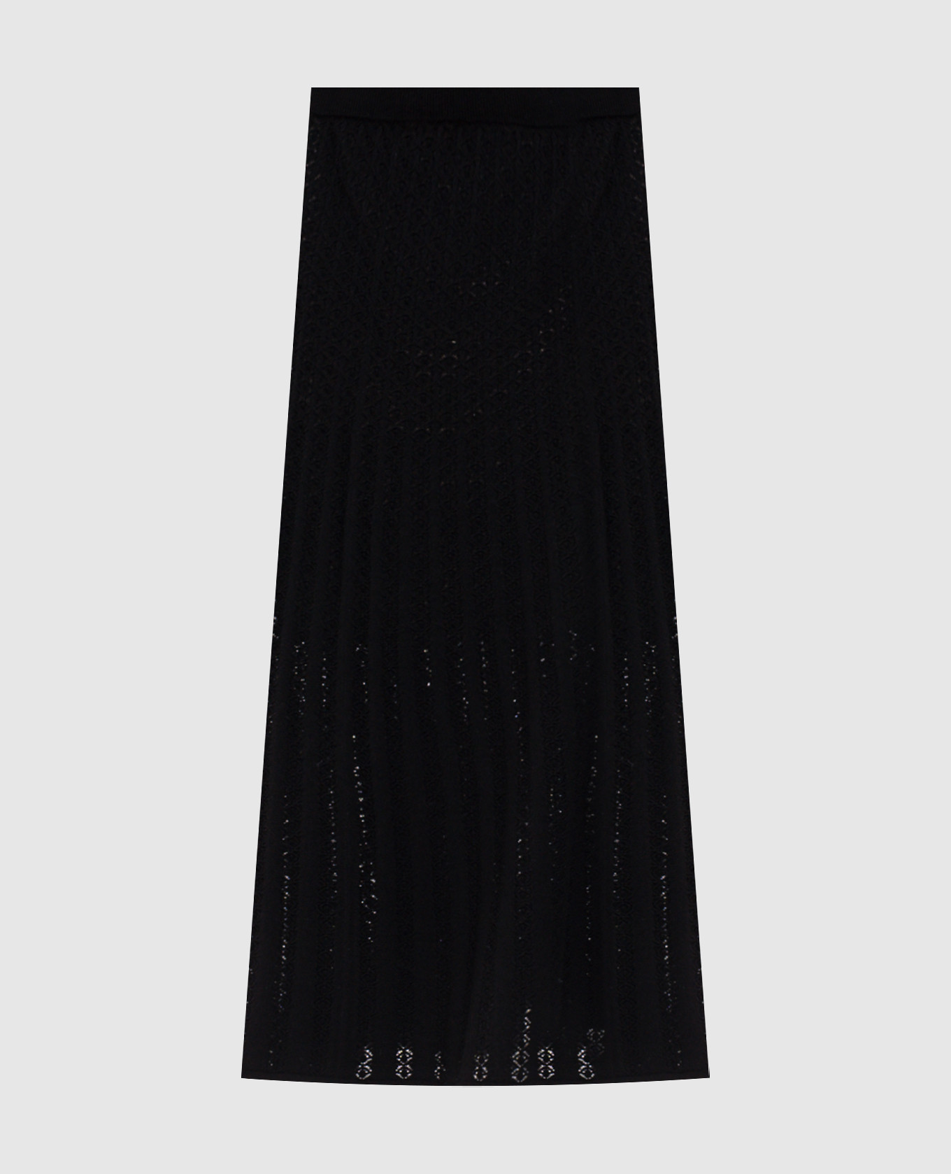 Black midi skirt with openwork pattern
