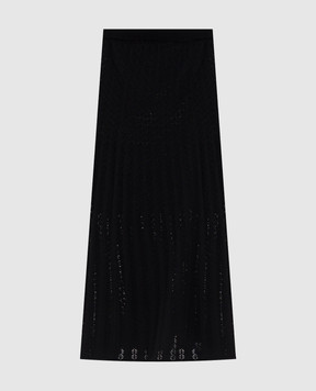 Twinset Black midi skirt with openwork pattern 262TP3122